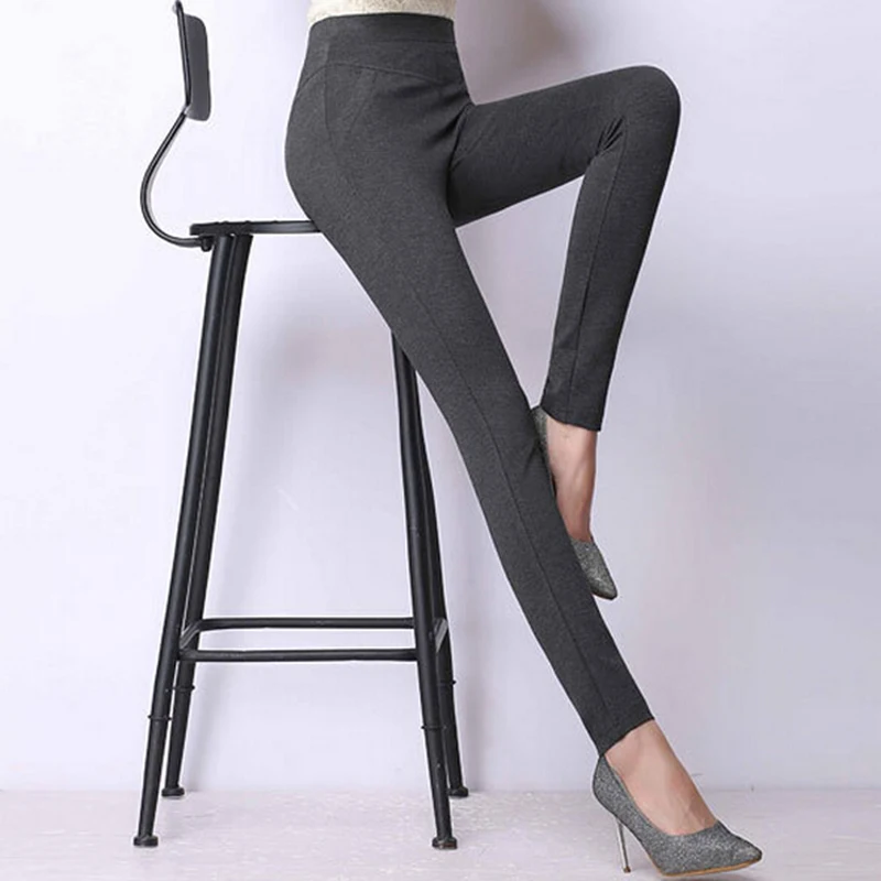 Image Cotton Plus Size 4XL Casual Black Fitness Workout Gym Legins High Waist Slim Sport Female Pants Trousers White MF859624