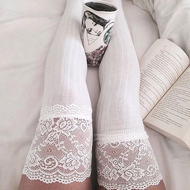 Autumn Winter Hot Sell Vintage Knitting Lace Cotton Over Knee Thigh Lace Patchwork Solid Stockings High Pantyhose Stocking
Autumn Winter Hot Sell Vintage Knitting Lace Cotton Over Knee Thigh Lace Patchwork Solid Stockings High Pantyhose Stocking
