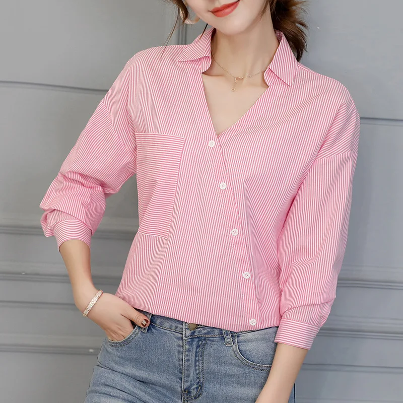 New 2019 Spring Summer Shirts Women's Tops Fashion Korean Leisure Blouses Office Blouse Striped Long Sleeve V Neck Button Shirt
New 2019 Spring Summer Shirts Women's Tops Fashion Korean Leisure Blouses Office Blouse Striped Long Sleeve V Neck Button Shirt
