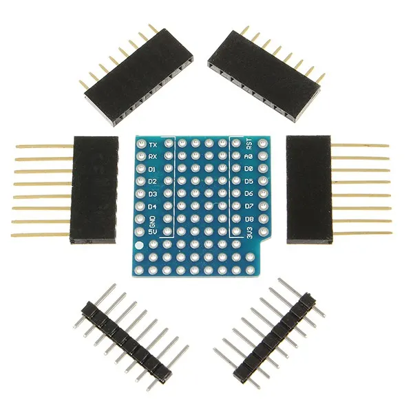 Hot New ProtoBoard Shield+Long female pin+Short female pin+Normal pin For WeMos D1 Mini Double Sided Perf Board Compatible
Hot New ProtoBoard Shield+Long female pin+Short female pin+Normal pin For WeMos D1 Mini Double Sided Perf Board Compatible