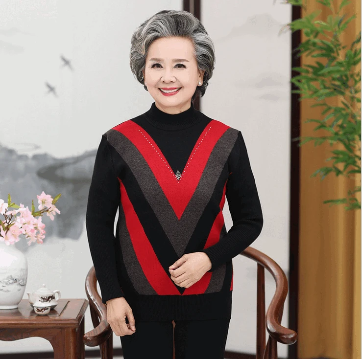 knitted bottoming shirt sweater fall winter middle old age women half turtleneck pullover grandma clothes stripe knitwear top
knitted bottoming shirt sweater fall winter middle old age women half turtleneck pullover grandma clothes stripe knitwear top