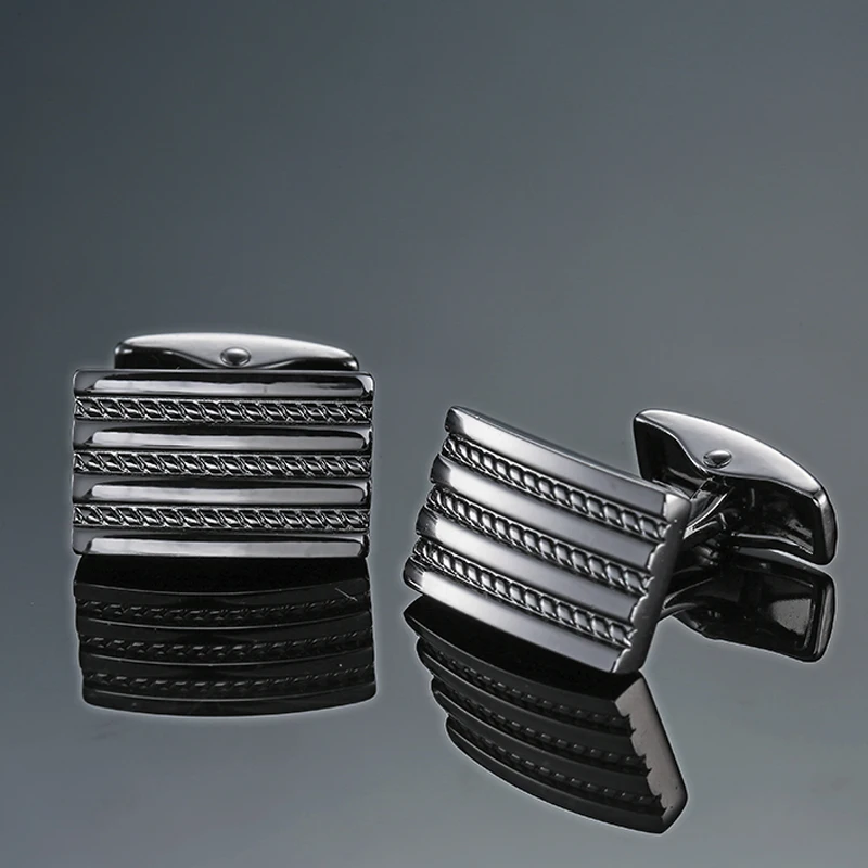 

DY New luxury design rectangular gun black pattern Cufflinks fashion Men's French shirt Cufflink free shipping