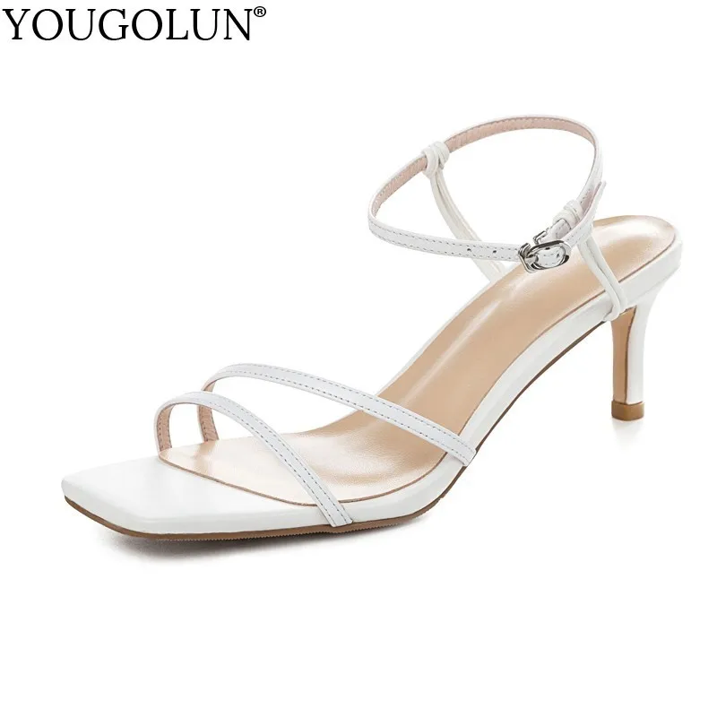 Genuine Cow Leather High Heel Sandals Women Narrow Band Ladies Thin Heels Sandal C149 Woman Black White Yellow Open Toe Shoes
Genuine Cow Leather High Heel Sandals Women Narrow Band Ladies Thin Heels Sandal C149 Woman Black White Yellow Open Toe Shoes