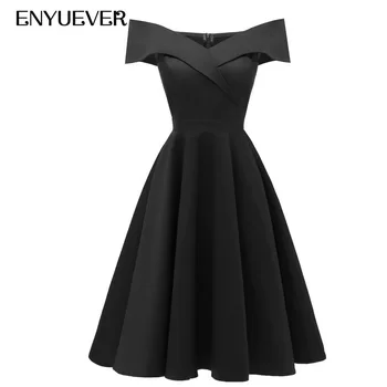 Enyuever Little Black Dress Womens 2019 Vestidos Vintage Off Shoulder Runway Tunic Robe Midi Formal Elegant Evening Party Dress
Enyuever Little Black Dress Womens 2019 Vestidos Vintage Off Shoulder Runway Tunic Robe Midi Formal Elegant Evening Party Dress