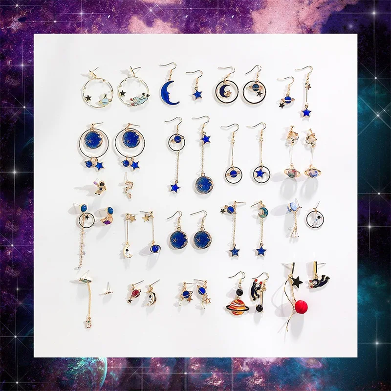 Korean Fashion star Moon Planet asymmetric long Dangle Earrings Personality astronaut Spaceman Cosmos Jewelry for friends Lovers
Korean Fashion star Moon Planet asymmetric long Dangle Earrings Personality astronaut Spaceman Cosmos Jewelry for friends Lovers