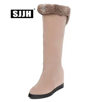 SJJH Women Knee-High Flock Boots with Round Toe Slip-on Fur Short Plush Snow Boots Winter Fashion Sweet Shoes Large Size A1056
SJJH Women Knee-High Flock Boots with Round Toe Slip-on Fur Short Plush Snow Boots Winter Fashion Sweet Shoes Large Size A1056