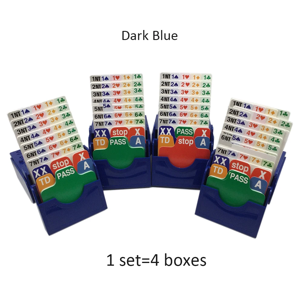 

(Set of 4) Blue Bridge Partner Bidding Device Bridge Bidding Box with Bridge Playing Cards Official In Tournment Texas Holdem