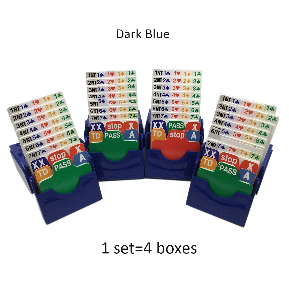 (Set of 4) Blue Bridge Partner Bidding Device Bridge Bidding Box with Bridge Playing Cards Official In Tournment Texas Holdem
(Set of 4) Blue Bridge Partner Bidding Device Bridge Bidding Box with Bridge Playing Cards Official In Tournment Texas Holdem