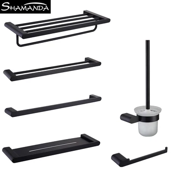 Bathroom Accessories Set Matt Black Finish Wall Toilet Paper Holder Towel Bar Shelf Brush Holders Bath Hardware Set
Bathroom Accessories Set Matt Black Finish Wall Toilet Paper Holder Towel Bar Shelf Brush Holders Bath Hardware Set