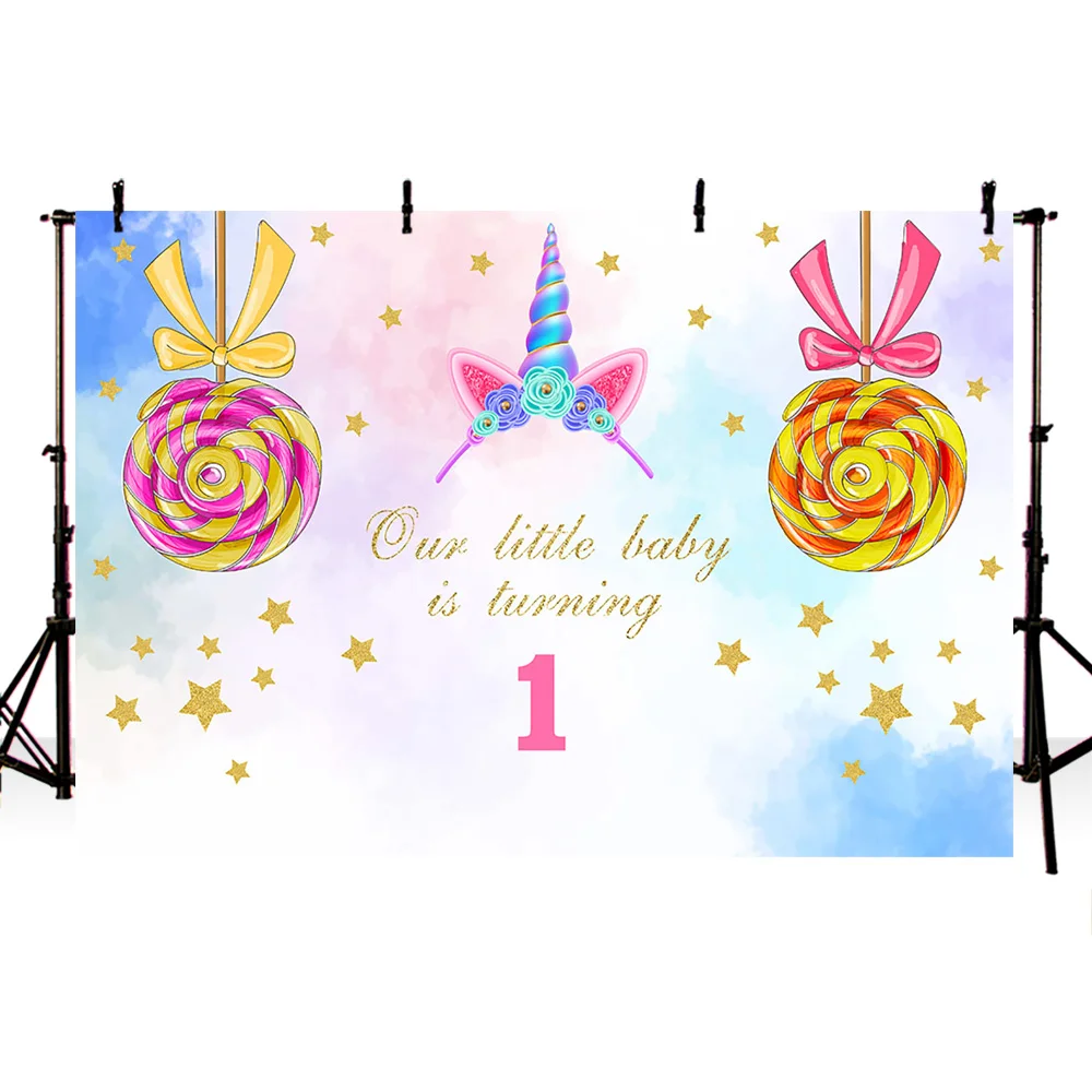 Pink Unicorn Fotografia Backdrop Baby Shower Party Banner Background Sweet Lollipop for Girls Golden Stars
Pink Unicorn Fotografia Backdrop Baby Shower Party Banner Background Sweet Lollipop for Girls Golden Stars