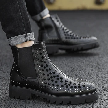 England brand design mens casual genuine leather rivets shoes black stage nightclub wear platform motorcycle ankle chelsea boots
England brand design mens casual genuine leather rivets shoes black stage nightclub wear platform motorcycle ankle chelsea boots