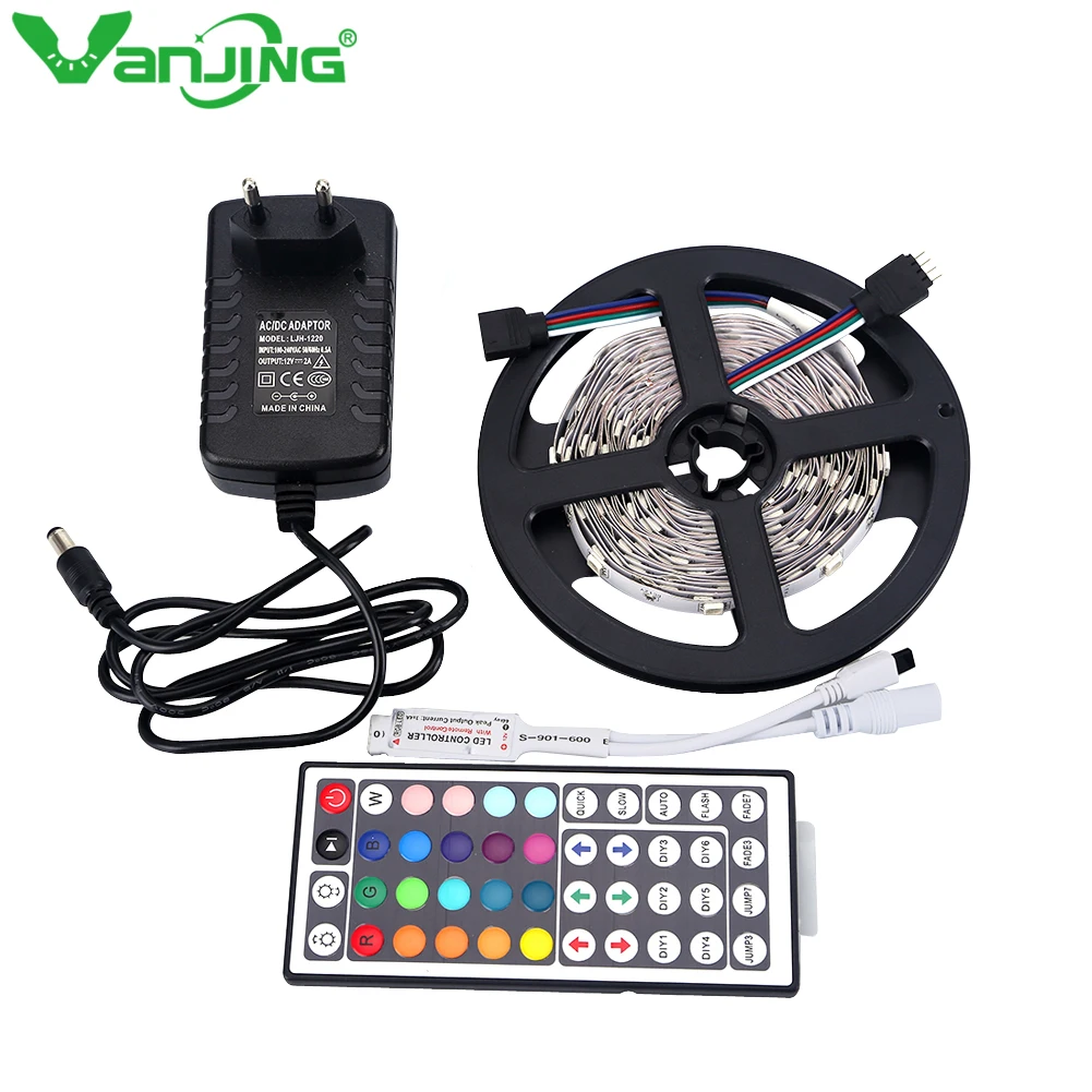 RGB LED Strip 5050 SMD 5M 150LEDS +12V 2A Power Adapter Supply +44Key IR Remote Mini Controller, 30led/m RGB LED Strip Light
RGB LED Strip 5050 SMD 5M 150LEDS +12V 2A Power Adapter Supply +44Key IR Remote Mini Controller, 30led/m RGB LED Strip Light