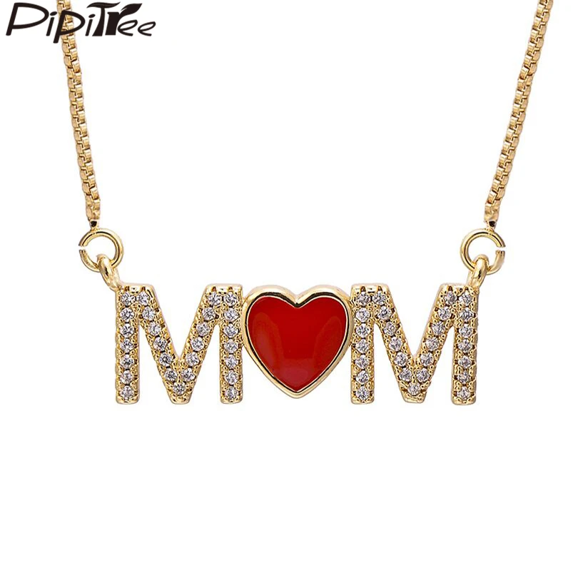 Pipitree I Love Mom Red Enamel Heart Pendant Necklaces Mother's Gift Box Chain CZ Zircon Letter Necklace Women Family Jewelry
Pipitree I Love Mom Red Enamel Heart Pendant Necklaces Mother's Gift Box Chain CZ Zircon Letter Necklace Women Family Jewelry