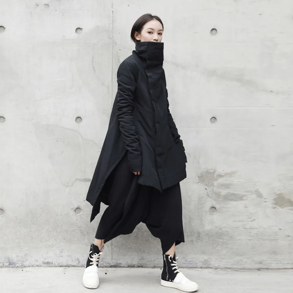 Cakucool New Dark Black Women Mid Long Parka Cotton Liner Asymmetric Slim Winter Coats Stand Collar Slit Outerwear Parkas Female
Cakucool New Dark Black Women Mid Long Parka Cotton Liner Asymmetric Slim Winter Coats Stand Collar Slit Outerwear Parkas Female