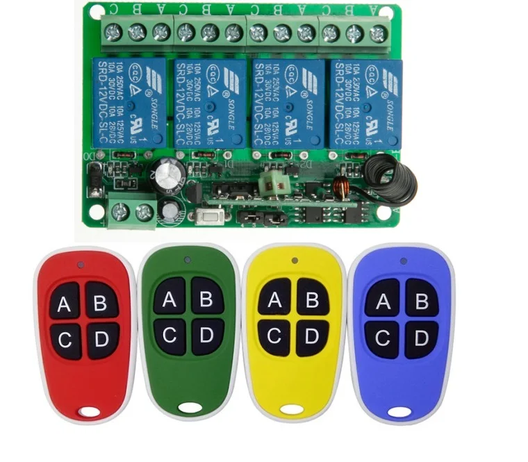 DC12V 4CH RF Беспроводная система дистанционного управления teleswitch 4 * передатчик + 1X приемник Универсальный пульт дистанционного управления ворота/радиоприемник
DC12V 4CH RF Беспроводная система дистанционного управления teleswitch 4 * передатчик + 1X приемник Универсальный пульт дистанционного управления ворота/радиоприемник