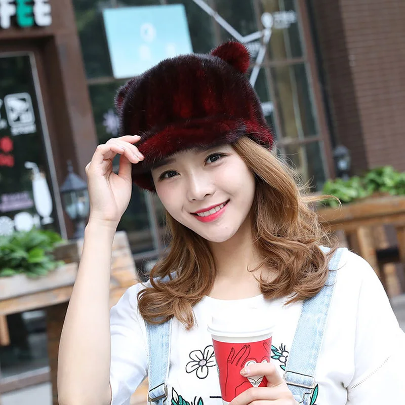 Glaforny Real Fur Cap Knitted Natural Mink Fur Cap For Women Winter Good Quality Female Mink Peaked Cap Ear Warm
Glaforny Real Fur Cap Knitted Natural Mink Fur Cap For Women Winter Good Quality Female Mink Peaked Cap Ear Warm