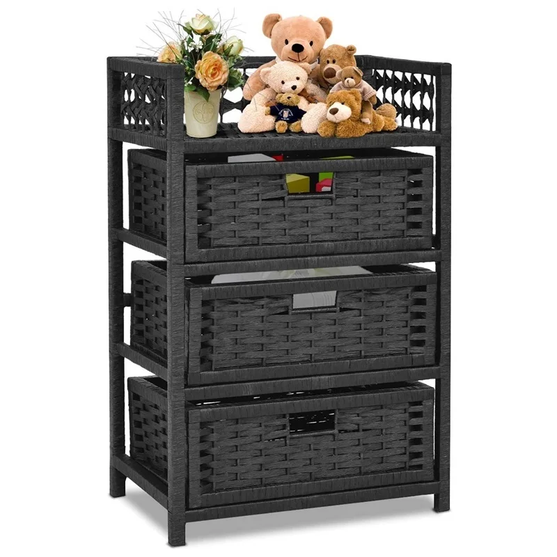 3 Drawers Wicker Baskets Storage Chest Rack Hand Towels & Washcloths Utility Cabinet with 3 Baskets Multiple Uses HW56446
3 Drawers Wicker Baskets Storage Chest Rack Hand Towels & Washcloths Utility Cabinet with 3 Baskets Multiple Uses HW56446