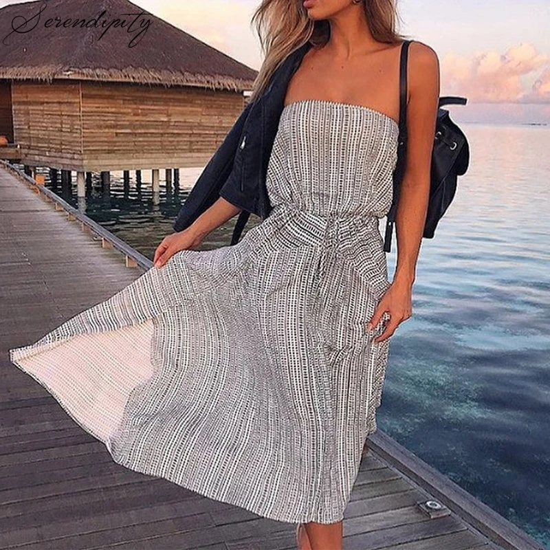 SRDP Striped Print Off Shoulder Strapless Women Dress Summer Bohemia Elegant Summer Beach Dress Split Long Backless Casual Dress
SRDP Striped Print Off Shoulder Strapless Women Dress Summer Bohemia Elegant Summer Beach Dress Split Long Backless Casual Dress