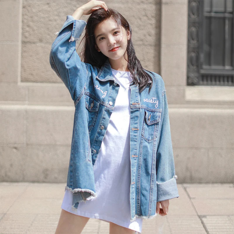 Harajuku BF Style Oversized Womens Denim Jacket Spring Long Sleeve Denim Coat 2019 New Arrival Fashion Letter Print Jeans Jacket
Harajuku BF Style Oversized Womens Denim Jacket Spring Long Sleeve Denim Coat 2019 New Arrival Fashion Letter Print Jeans Jacket