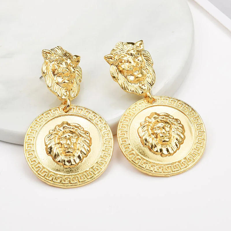 Fashion Trend News Metal Lion Design Drop Earrings 2019 ZA Round Shaped Dangle Earrings Hot Sell Jewelry For Girls Women Gift
Fashion Trend News Metal Lion Design Drop Earrings 2019 ZA Round Shaped Dangle Earrings Hot Sell Jewelry For Girls Women Gift