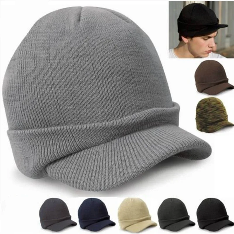 Фото Зимние унисекс в армейском стиле вязаные теплые шапочки кепки s для мужчин