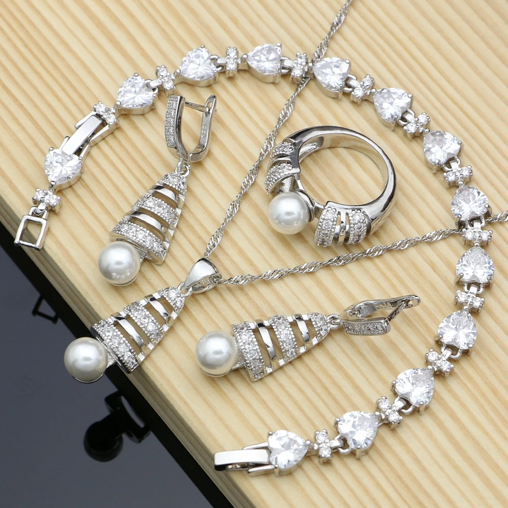 925 Silver Bridal Jewelry Sets Freshwater Pearls White Zircon For Women Wedding Earrings/Ring/Bracelet/Necklace Set Dropshipping
925 Silver Bridal Jewelry Sets Freshwater Pearls White Zircon For Women Wedding Earrings/Ring/Bracelet/Necklace Set Dropshipping