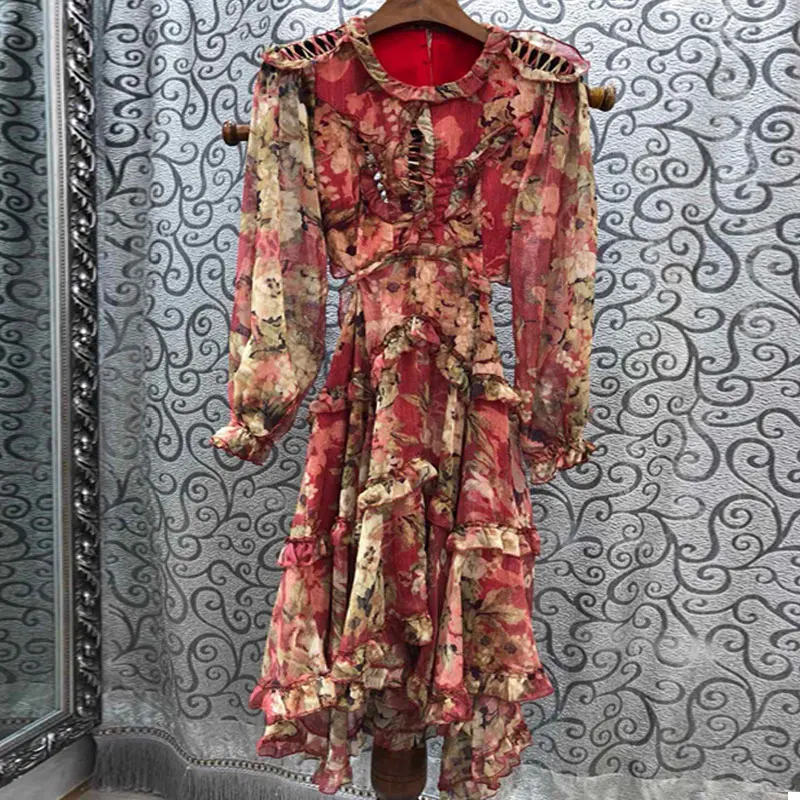 GoodliShowsi High End 2019 Runway Women's Ruffles Red Floral Print Sexy Backless Hollow Out Mini Dress Vocation Holiday Vestidos
GoodliShowsi High End 2019 Runway Women's Ruffles Red Floral Print Sexy Backless Hollow Out Mini Dress Vocation Holiday Vestidos