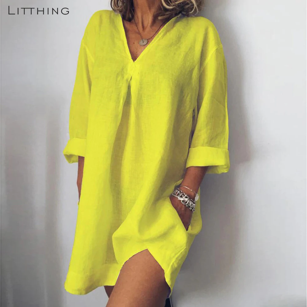 LITTHING 2019 Women Summer Style Feminino Vestido T-shirt Cotton Casual Plus Size Ladies Dress Casual Linen Dress Hot Sales
LITTHING 2019 Women Summer Style Feminino Vestido T-shirt Cotton Casual Plus Size Ladies Dress Casual Linen Dress Hot Sales