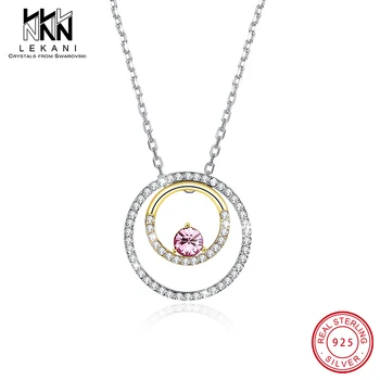 Hot Double Circle Pendant Necklace Pink Crystal From Swarovski 925 Sterling Silver Chain Circular Fine Jewelry Party Accessories
Hot Double Circle Pendant Necklace Pink Crystal From Swarovski 925 Sterling Silver Chain Circular Fine Jewelry Party Accessories