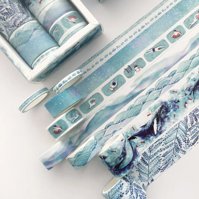 8 pcs/pack Bule Series Qcean Wave Bullet Journal Washi Tape Set Adhesive Tape DIY Scrapbooking Sticker Label Masking tapes
8 pcs/pack Bule Series Qcean Wave Bullet Journal Washi Tape Set Adhesive Tape DIY Scrapbooking Sticker Label Masking tapes