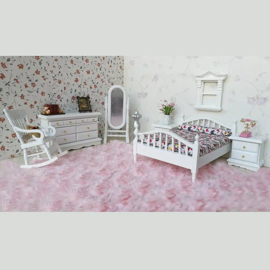 Abwe Best Sale 1 12 Dollhouse Miniature White Wooden Bedroom