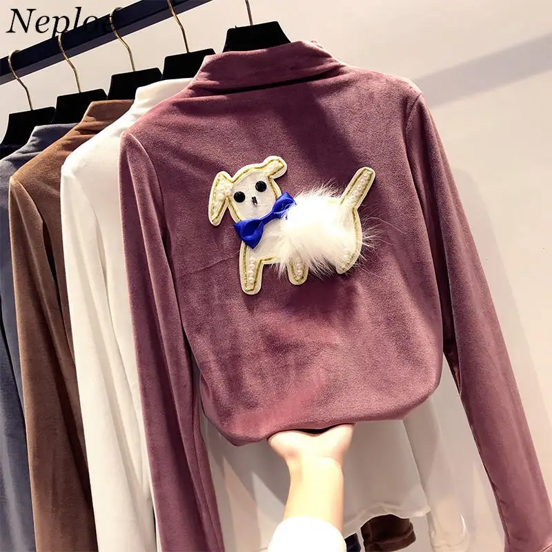 Korean Velour Turtleneck Tee Shirts Cartoon Dog Appliques T Shirt Autumn Winter Bottom Shirt Ladies Long Sleeve Tops Tee 37408
Korean Velour Turtleneck Tee Shirts Cartoon Dog Appliques T Shirt Autumn Winter Bottom Shirt Ladies Long Sleeve Tops Tee 37408