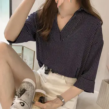 Summer Fashion Women Long Sleeve Turn down Collar Striped Blouse Shirts Casual Loose OL Blusa Elegant Blouse Shirts M-3XL 7472
Summer Fashion Women Long Sleeve Turn down Collar Striped Blouse Shirts Casual Loose OL Blusa Elegant Blouse Shirts M-3XL 7472