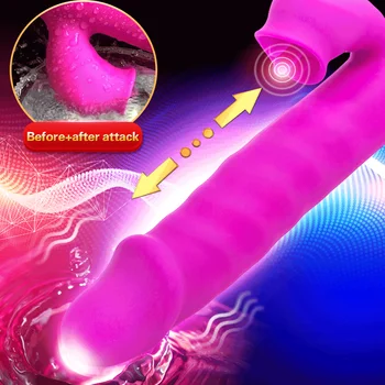 

7 Frequency Tongue Heating Dildo Vibrator For Women Automatic Expansion Vagina G Spot Stimulate Female Masturbator Adult Sex Toy