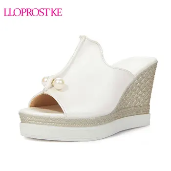 Lloprost ke Women Sandals Platform Wedge Heel Sexy Beading Slippers Sandalias Slides White Black Pink High Heel Shoes MY574 
Lloprost ke Women Sandals Platform Wedge Heel Sexy Beading Slippers Sandalias Slides White Black Pink High Heel Shoes MY574