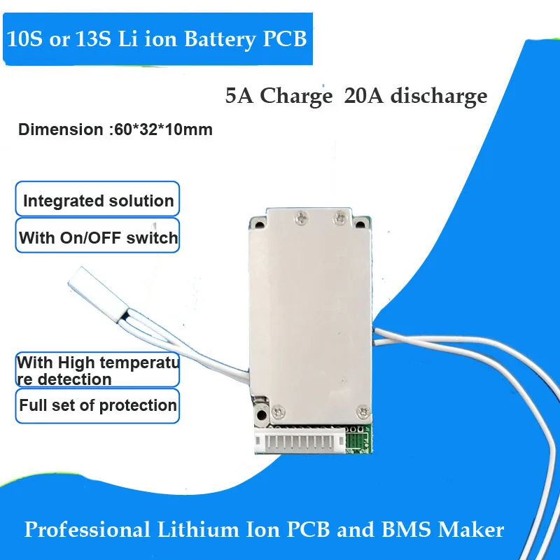 36V or 48V Litlle size E-bike lithium ion battery PCB with 42V or 54.6V voltage suitable for 10S or 13S li ion battery pack 
36V or 48V Litlle size E-bike lithium ion battery PCB with 42V or 54.6V voltage suitable for 10S or 13S li ion battery pack