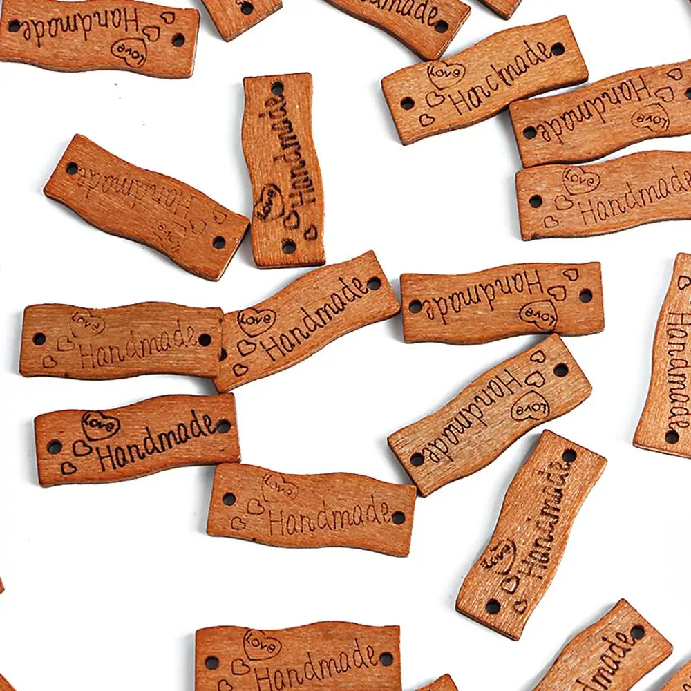 10x30mm 25/50pcs Handmade Wooden Buttons Applique Labels Tags for DIY Craft Gift Clothes Garment Sewing Accessories
10x30mm 25/50pcs Handmade Wooden Buttons Applique Labels Tags for DIY Craft Gift Clothes Garment Sewing Accessories