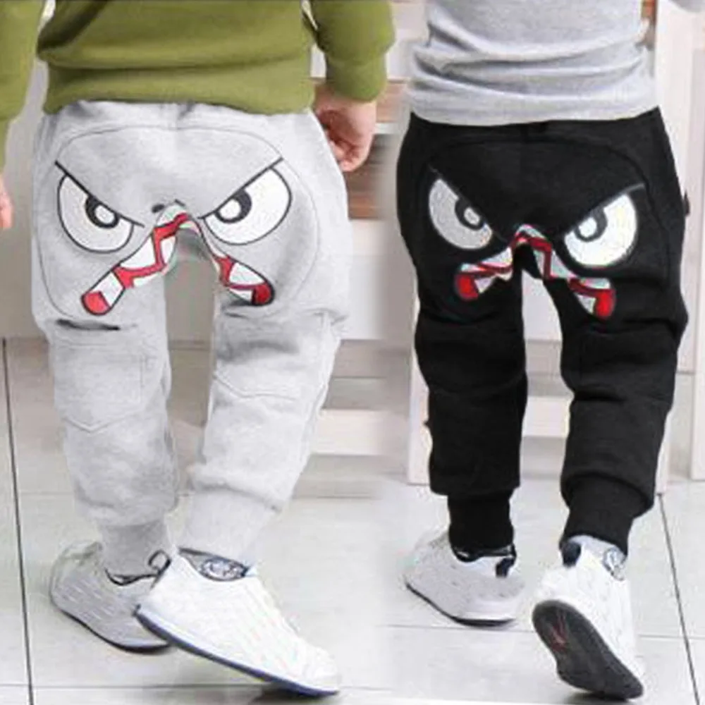 1 PC pants Baby Children Kids Boys Girls Cartoon Bird Tongue Harem Pants Trousers Black/Gray &c |