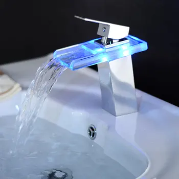 Kitchen Basin waterfall faucet temperature control glass LED single hole square water tap color changing with lamp wx5101426
Kitchen Basin waterfall faucet temperature control glass LED single hole square water tap color changing with lamp wx5101426