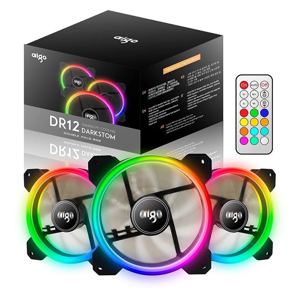 Aigo DR12 3 Pack RGB LED 120mm PC Case Cooling Fan High Airflow Adjustable Color LED Case Fan for PC Cases CPU Cooler Radiator
Aigo DR12 3 Pack RGB LED 120mm PC Case Cooling Fan High Airflow Adjustable Color LED Case Fan for PC Cases CPU Cooler Radiator