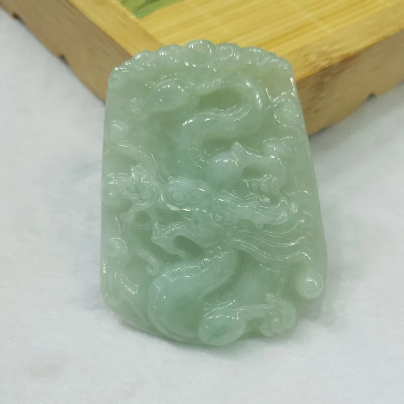 

yu xin yuan Fine Jewelry Natural Emerald handmake carved Chinese Dragon Necklace Lucky women and men Jade Pendant