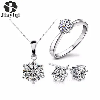 Jiayiqi Silver Color Jewelry Sets Cubic Zircon for Women