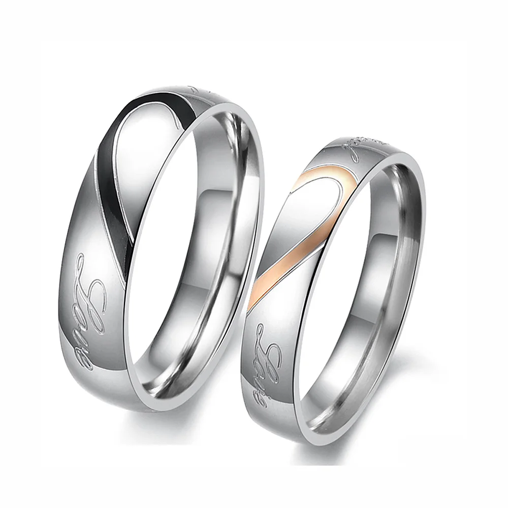 JeeMango Romantic 316L Stainless Steel Silver Half Heart Simple Circle Real Love Couple Rings Jewelry Engagement Ring OGJ284
JeeMango Romantic 316L Stainless Steel Silver Half Heart Simple Circle Real Love Couple Rings Jewelry Engagement Ring OGJ284
