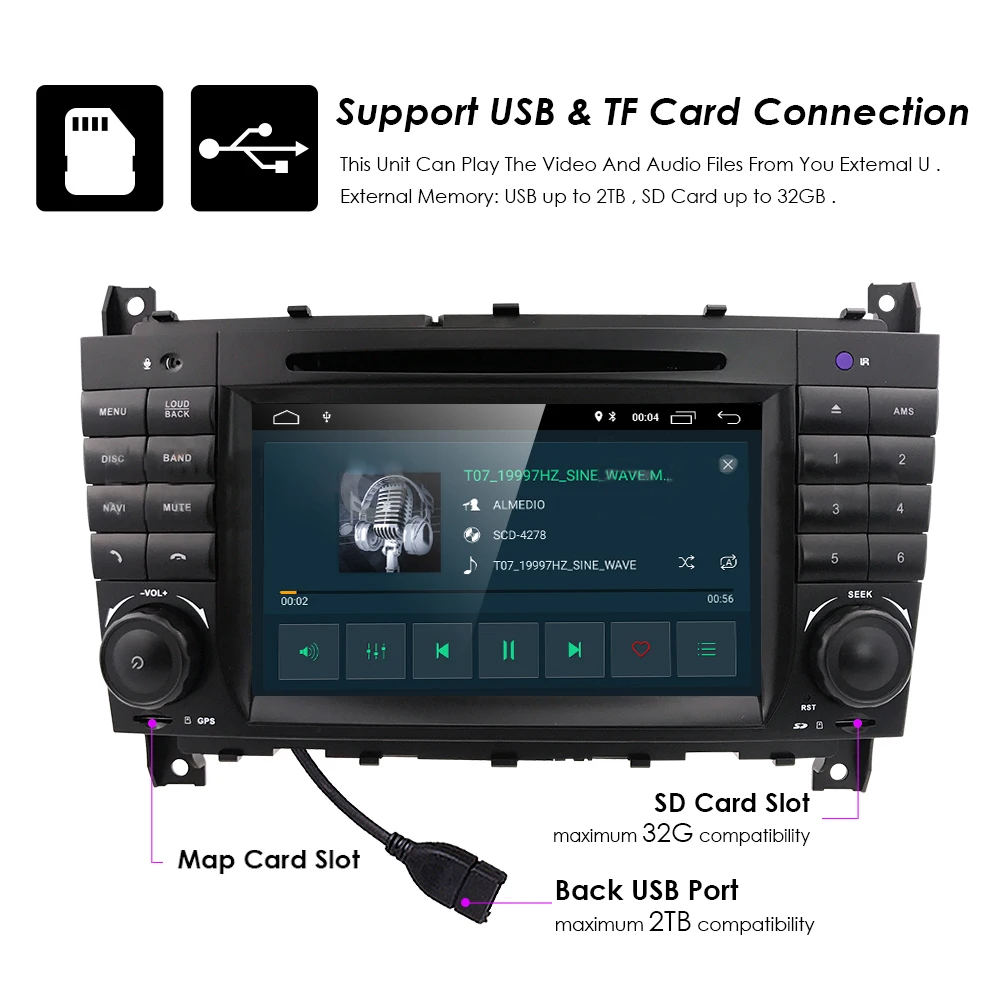 Cheap DSP IPS 8 Core 4G 2 Din Android 9 Car radio DVD multimedia GPS for Benz W209 W203 C180 C200 C220 C230 C240 C250 C270 W463 OBD2 21