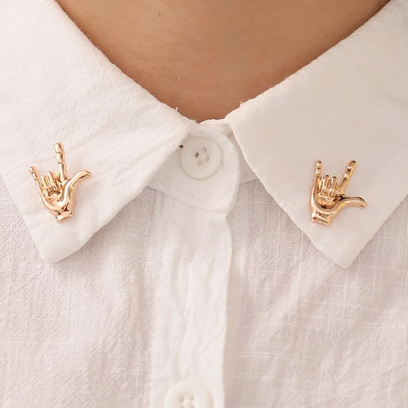 1 Pair ROCK Gesture Shirt Collar Pin Brooch Fashion Vintage Punk Style Personality Brooch Wholesale Free Shipping
1 Pair ROCK Gesture Shirt Collar Pin Brooch Fashion Vintage Punk Style Personality Brooch Wholesale Free Shipping