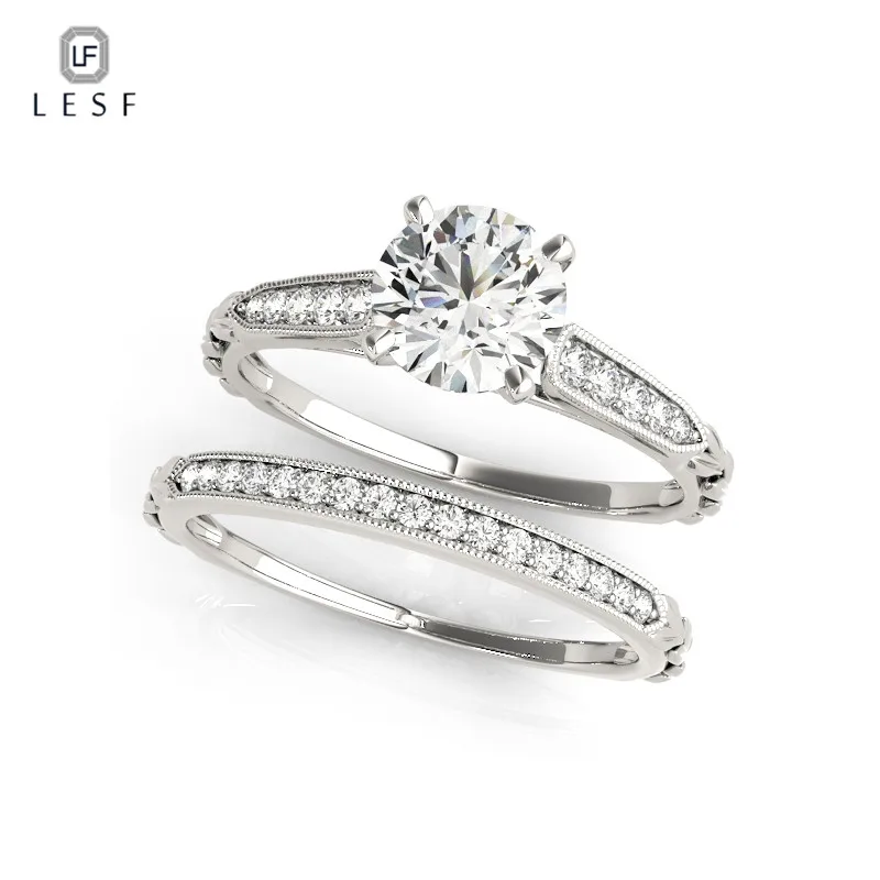 LESF High-end Jewelry 1 ct Round cut Ring Set Luxury 925 Silver Vintage Wedding Band Promise Engagement Rings For Women
LESF High-end Jewelry 1 ct Round cut Ring Set Luxury 925 Silver Vintage Wedding Band Promise Engagement Rings For Women