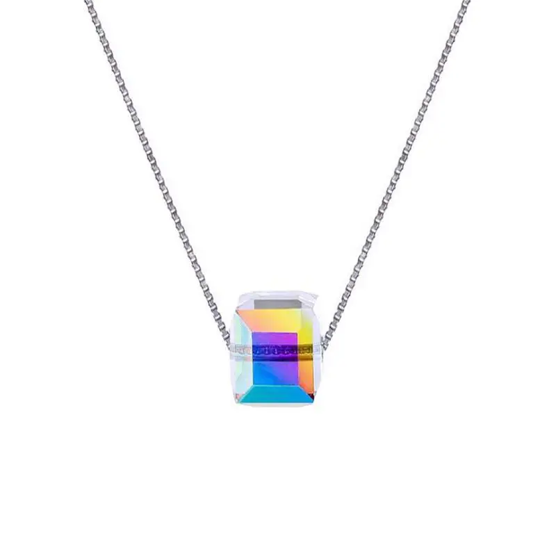 Fashion s925 Sterlings Silver Stereo Clavicle Aurora Sugar Cube Necklace Natural Colorful Austrian Crystal Necklace Pendant
Fashion s925 Sterlings Silver Stereo Clavicle Aurora Sugar Cube Necklace Natural Colorful Austrian Crystal Necklace Pendant