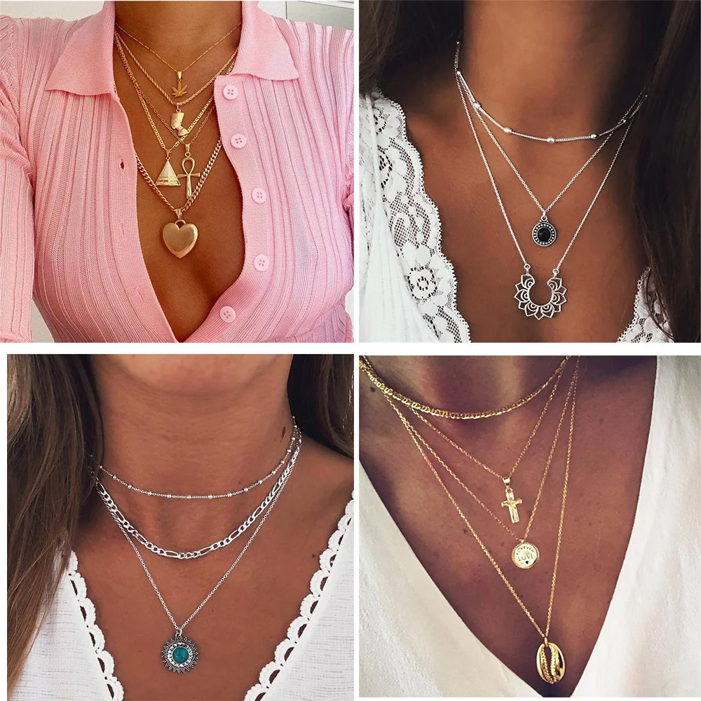SOHOT New Tide Trendy Alloy Multilayer Women Pendant Necklaces Chic Choker Cross Shell Flowers Heart Shape Jewelry Bijoux Gift
SOHOT New Tide Trendy Alloy Multilayer Women Pendant Necklaces Chic Choker Cross Shell Flowers Heart Shape Jewelry Bijoux Gift