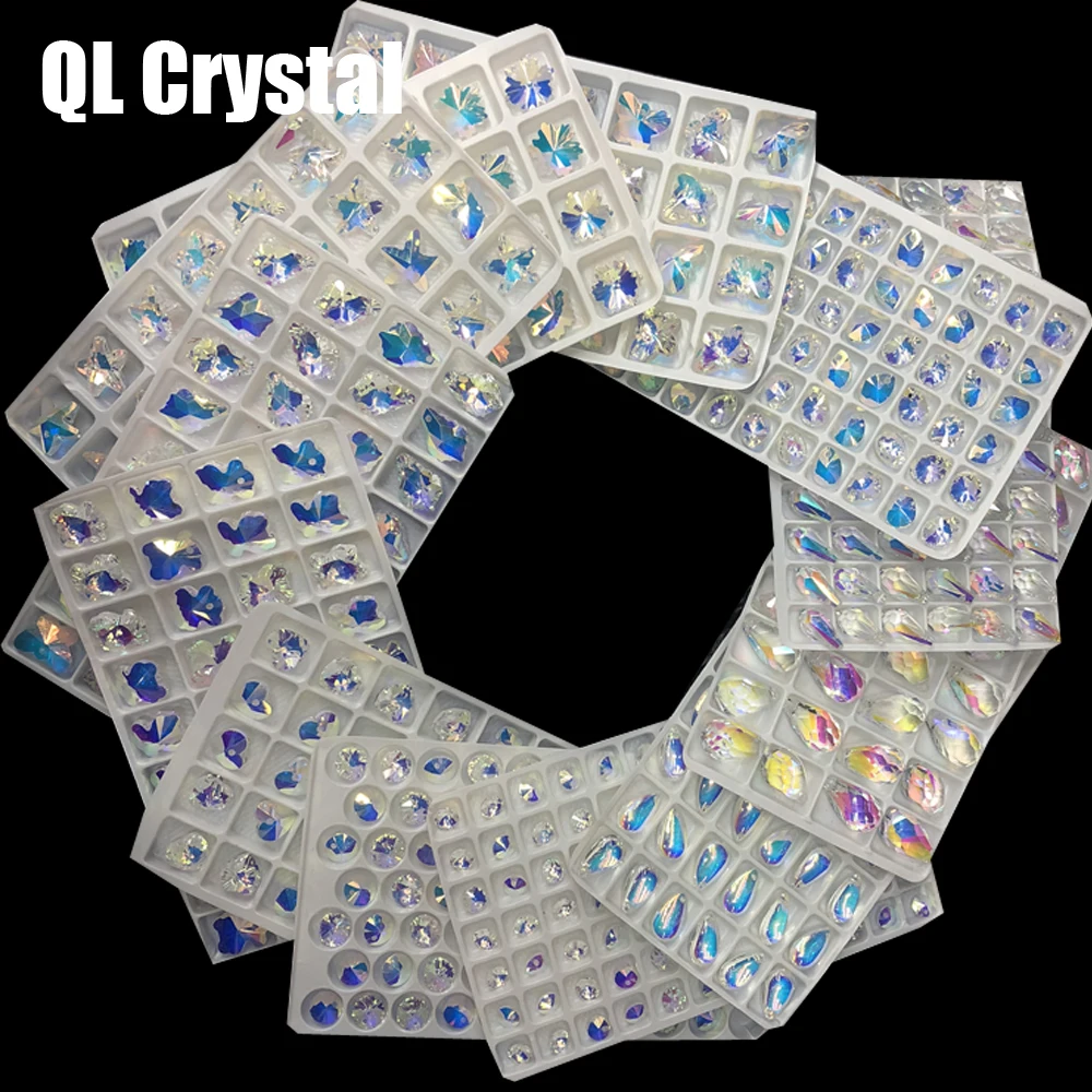 QL Crystal Rivoli Sew On crystal Rhinestones blue AB color flower star drop with holes round for Wedding dress DIY accessories
QL Crystal Rivoli Sew On crystal Rhinestones blue AB color flower star drop with holes round for Wedding dress DIY accessories