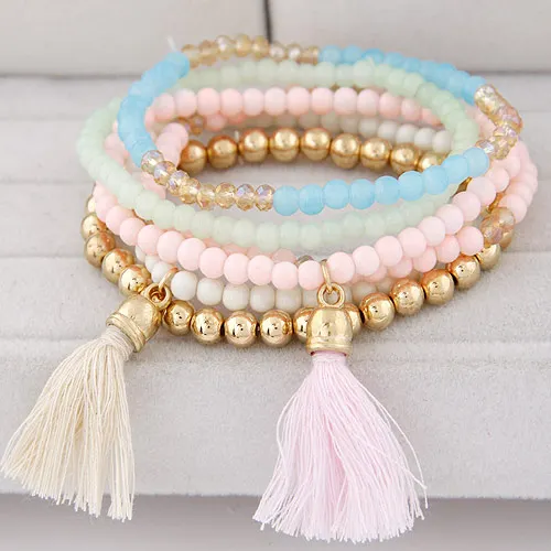 LEMOER Fashion Multilayer Summer Candy Color Beads Tassels Bracelet For Women Bohemian Elastic Jewelry Pulseiras Femininas 2017
LEMOER Fashion Multilayer Summer Candy Color Beads Tassels Bracelet For Women Bohemian Elastic Jewelry Pulseiras Femininas 2017